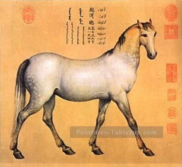  castiglione - Afghan quatre steeds dispose d’un cheval nommé Chaoni er lang brillant Giuseppe Castiglione ancienne Chine à l’encre
